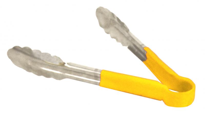 9-inch Heavy-Duty Utility Tong with Yellow Plastic Handle